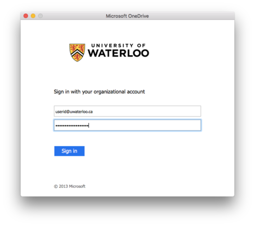 University of Waterloo sign in page