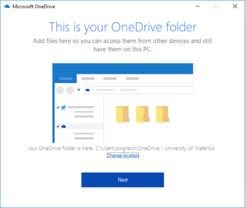 Set OneDrive folder location