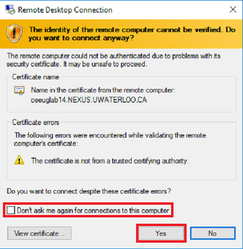 Remote desktop connection