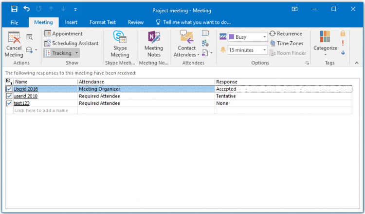 Tracking meeting reponses