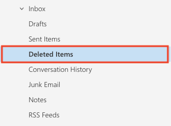 Deleted items icon highlighted
