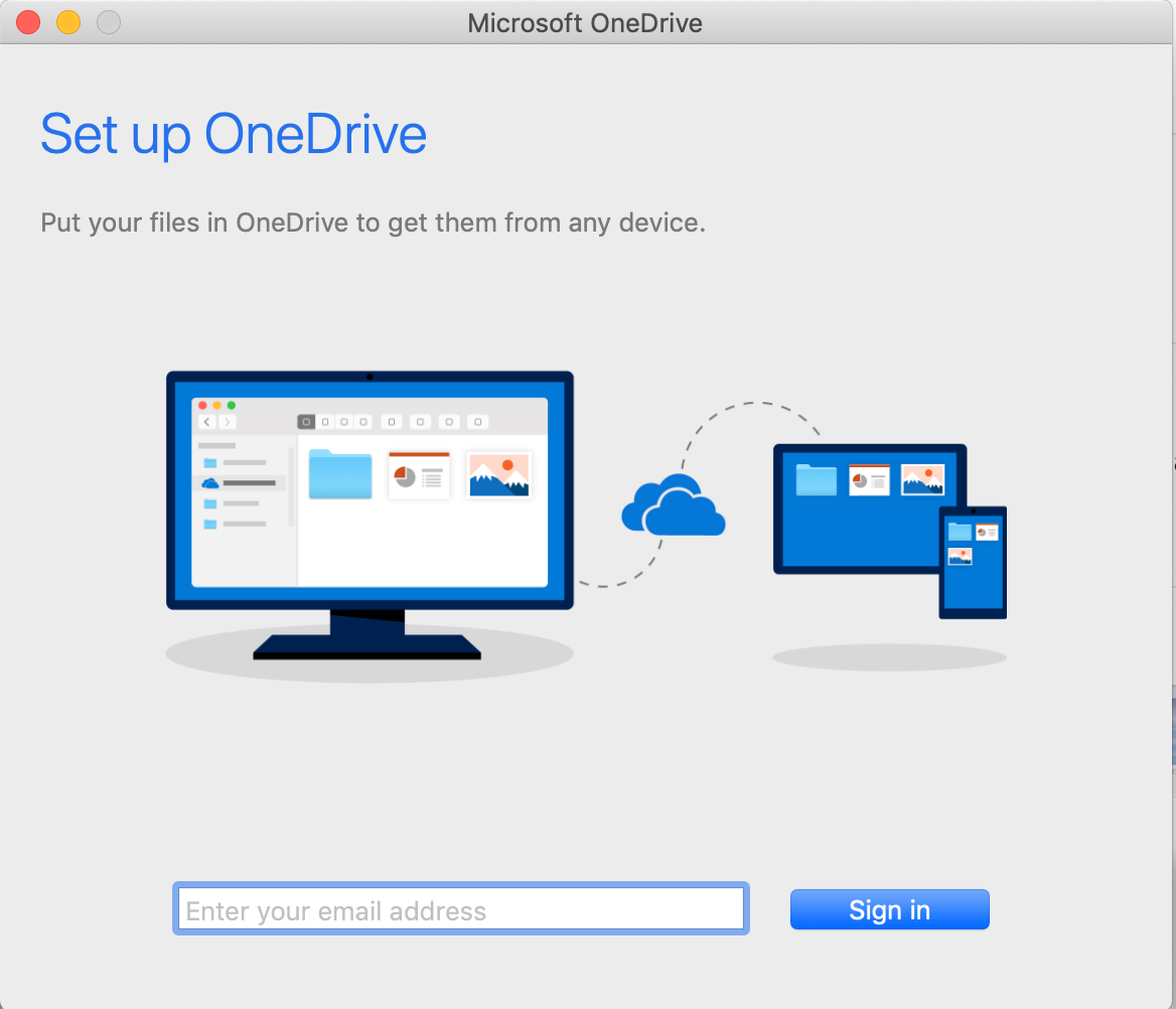 Sign up for OneDrive screen