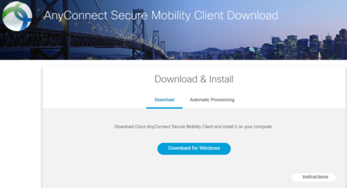 Website with link to download cisco anyconnect for windows