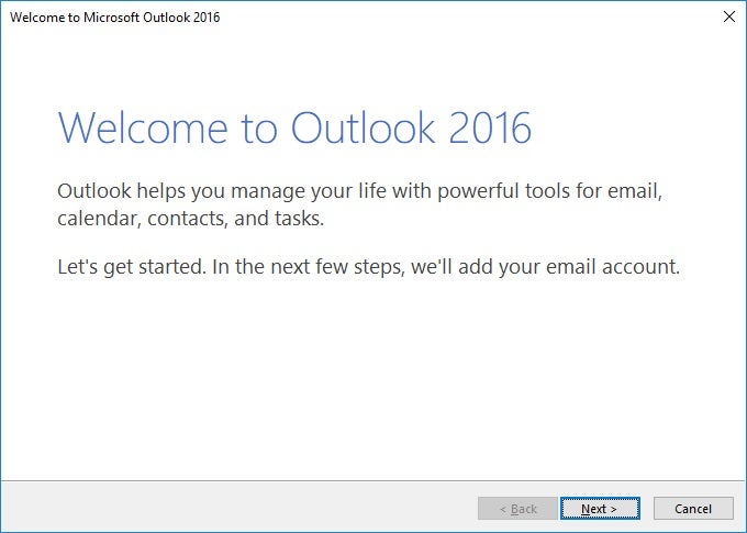 Welcome Screen Outlook