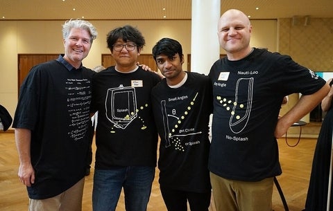 Four researchers at the Ig Nobel Awards ceremony