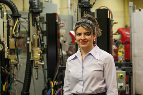 Shadab Sarmast in the welding lab