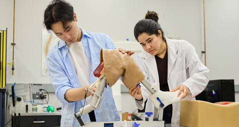 Student working together on health-related technologies