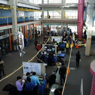 Overhead view of the 2014 Mechatronics Design Symposium in the DC building, University of Waterloo image 1