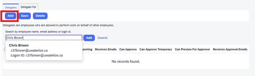 Image showing where to add a delegate