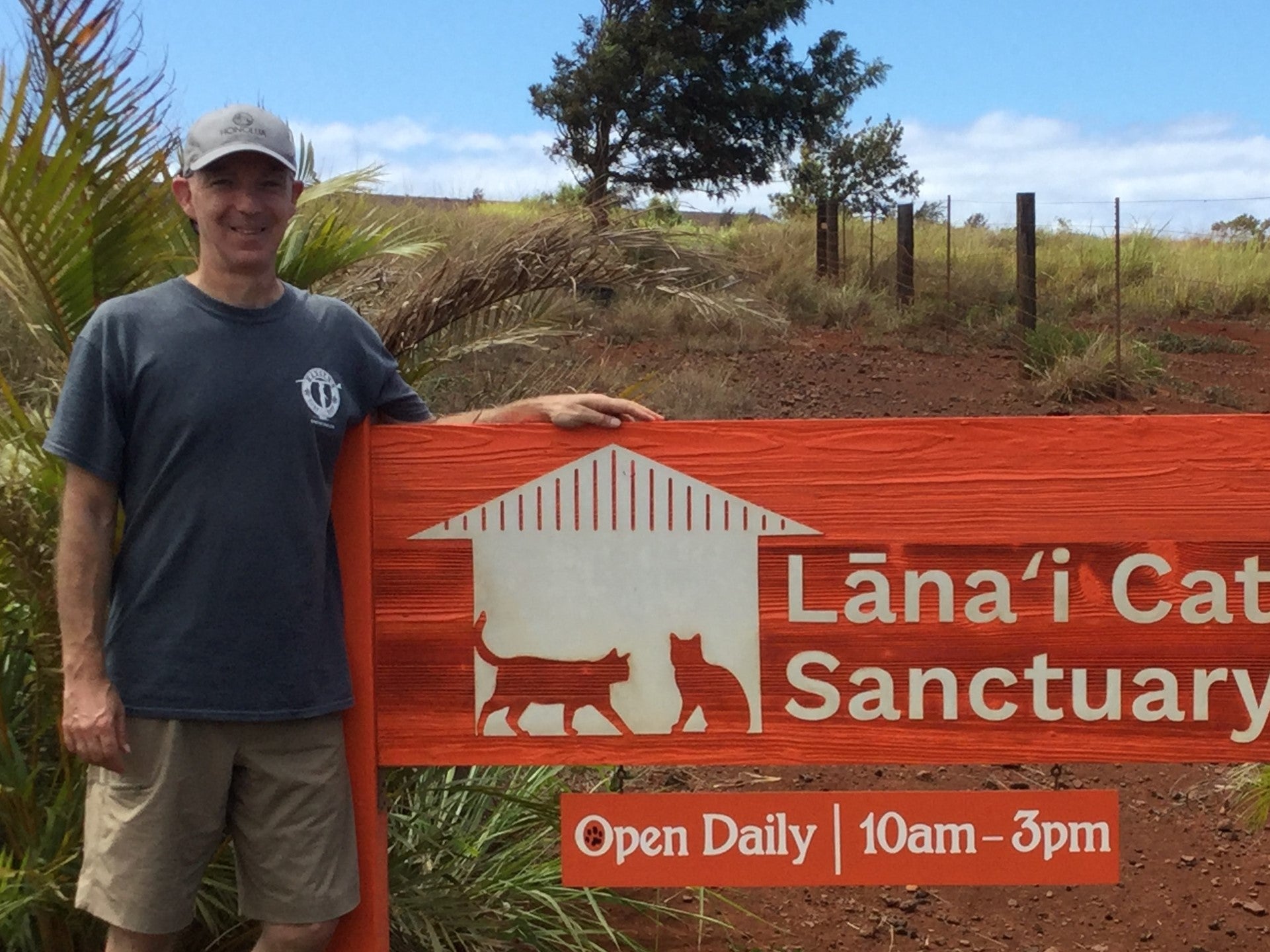 Andrew Kennings at the cat sanctuary in Hawaii