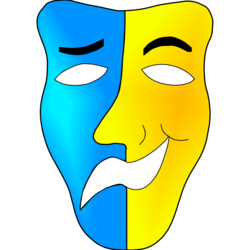 Cartoon picture of a mask with emotional