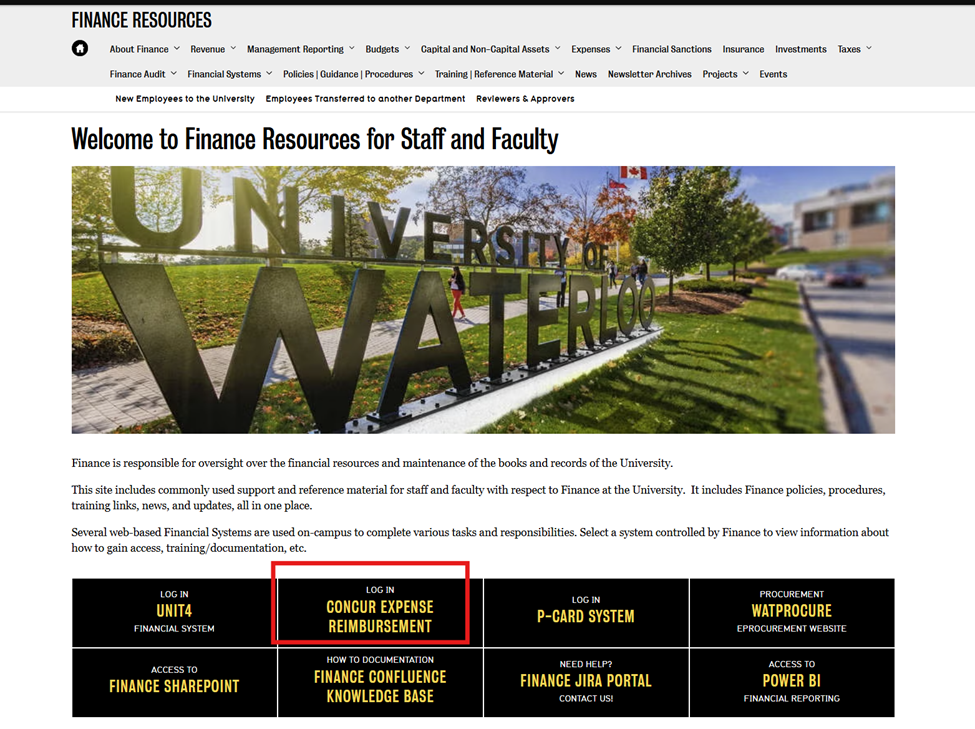 Finance resources home page