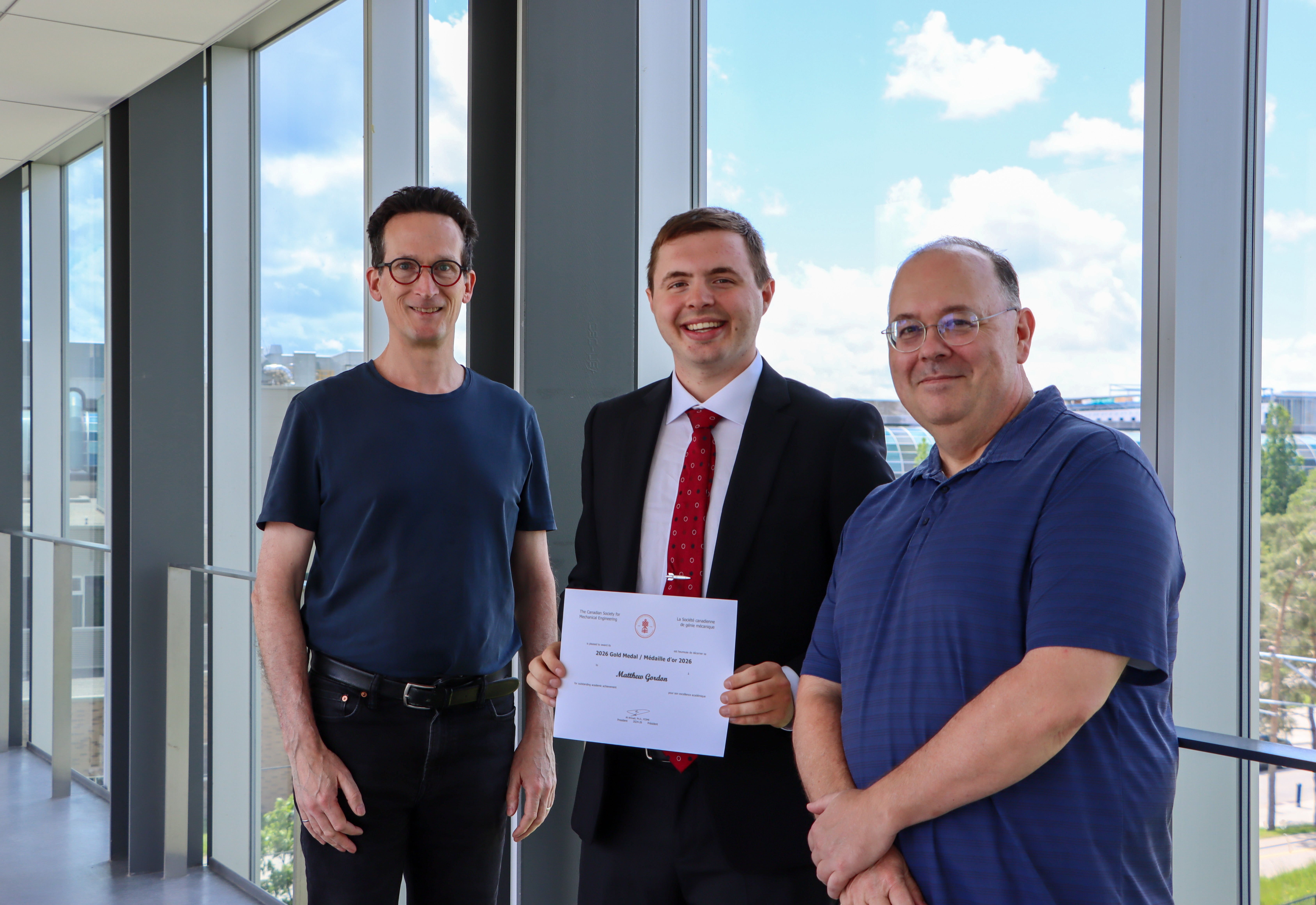 Matthew with Associate Chair of MME Undergraduate Studies, Bill Owen and MME Department Chair, Mike Collins