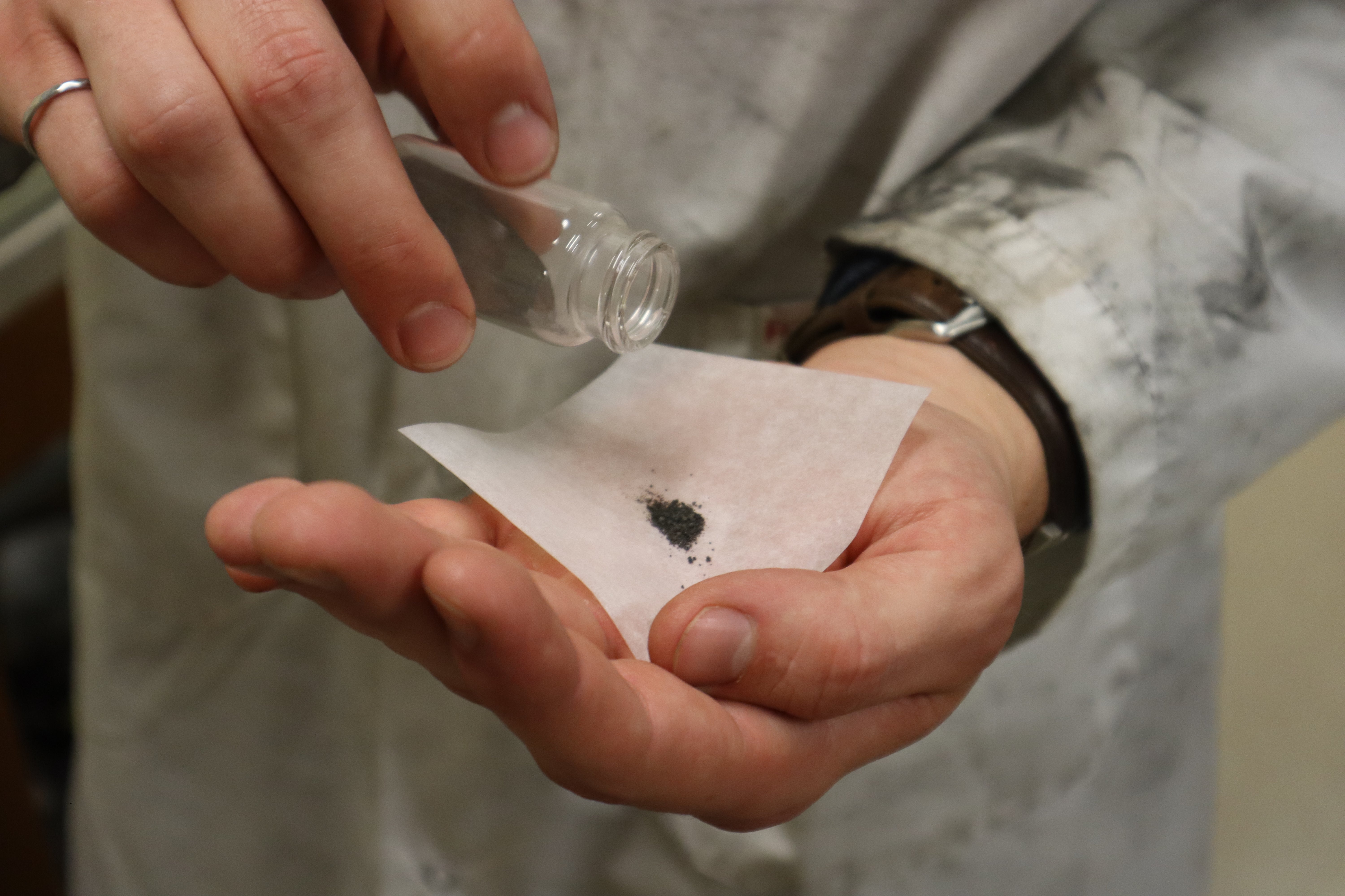 A sample of lunar regolith in a hand