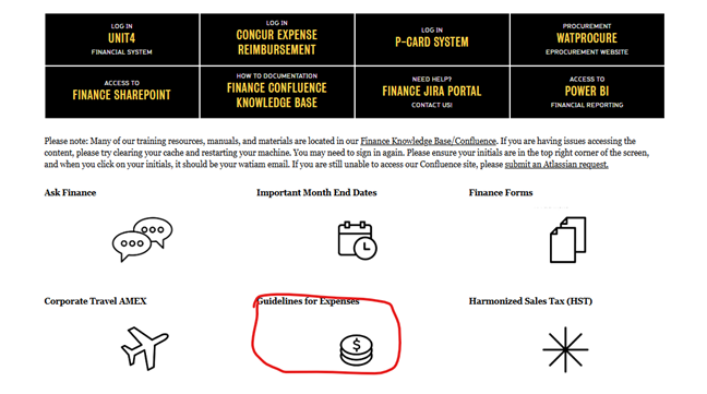 Where to find Guidelines for Expenses
