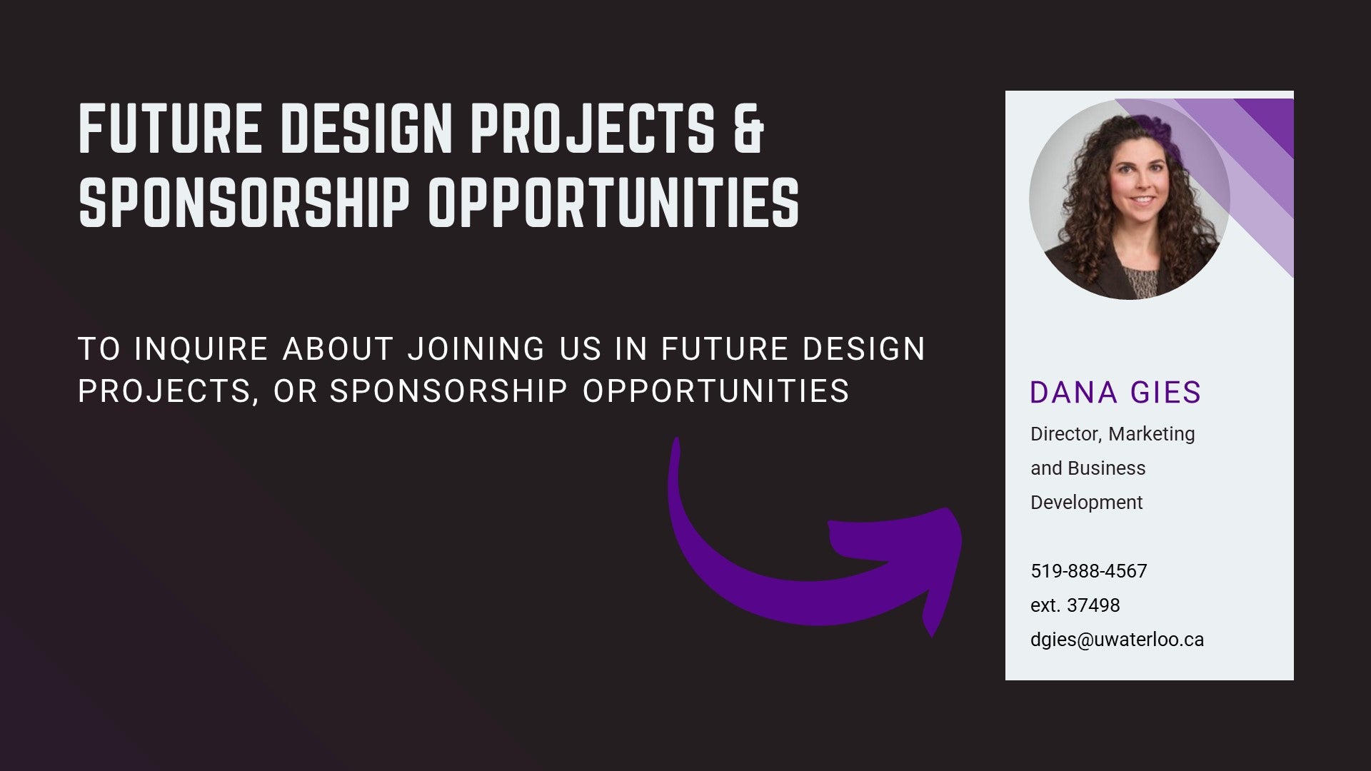 FUTURE DESIGN PROJECTS & SPONSORSHIP OPPORTUNITIES