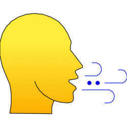 Cartoon image of an exhaling person
