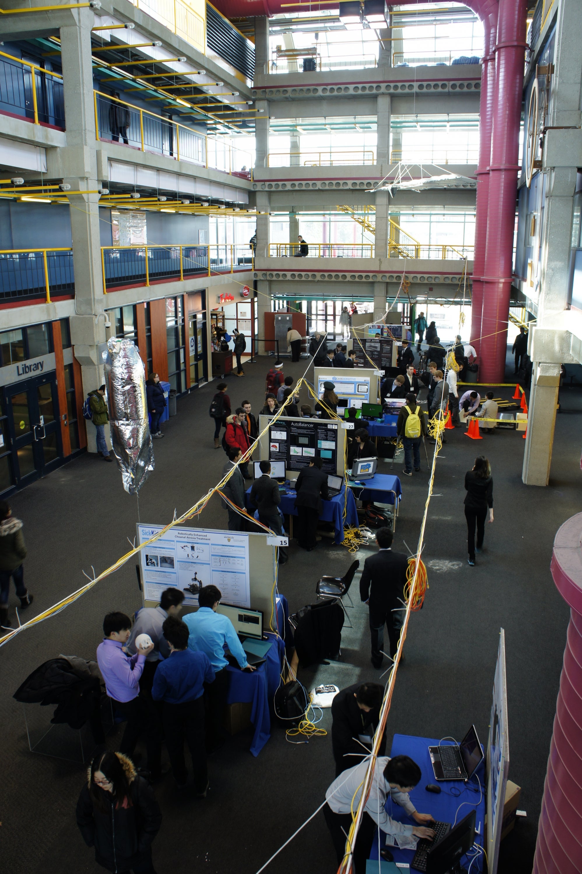 Overhead view of the 2014 Mechatronics Design Symposium in the DC building, University of Waterloo image 1