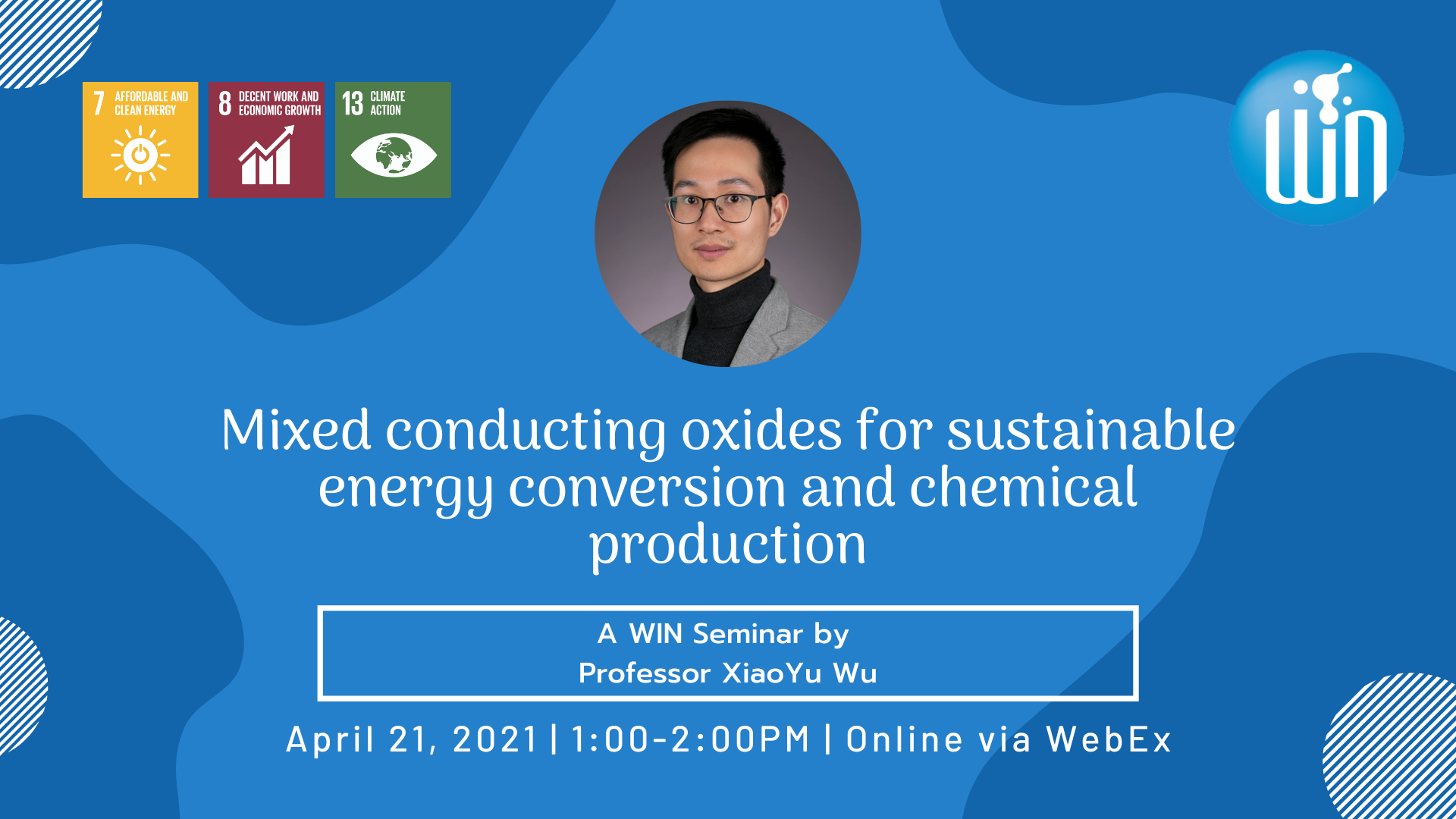 Mixed conducting oxides for sustainable energy conversion and chemical production a WIN seminar by professor XiaoYu Wu