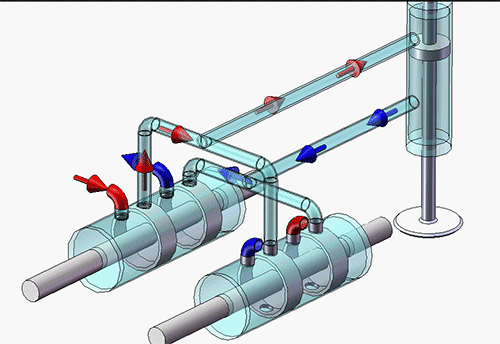 Simulation of an air hybrid engine with two storage tanks