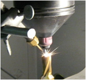 Repair of a drill bit tip using laser additive manufacturing process.