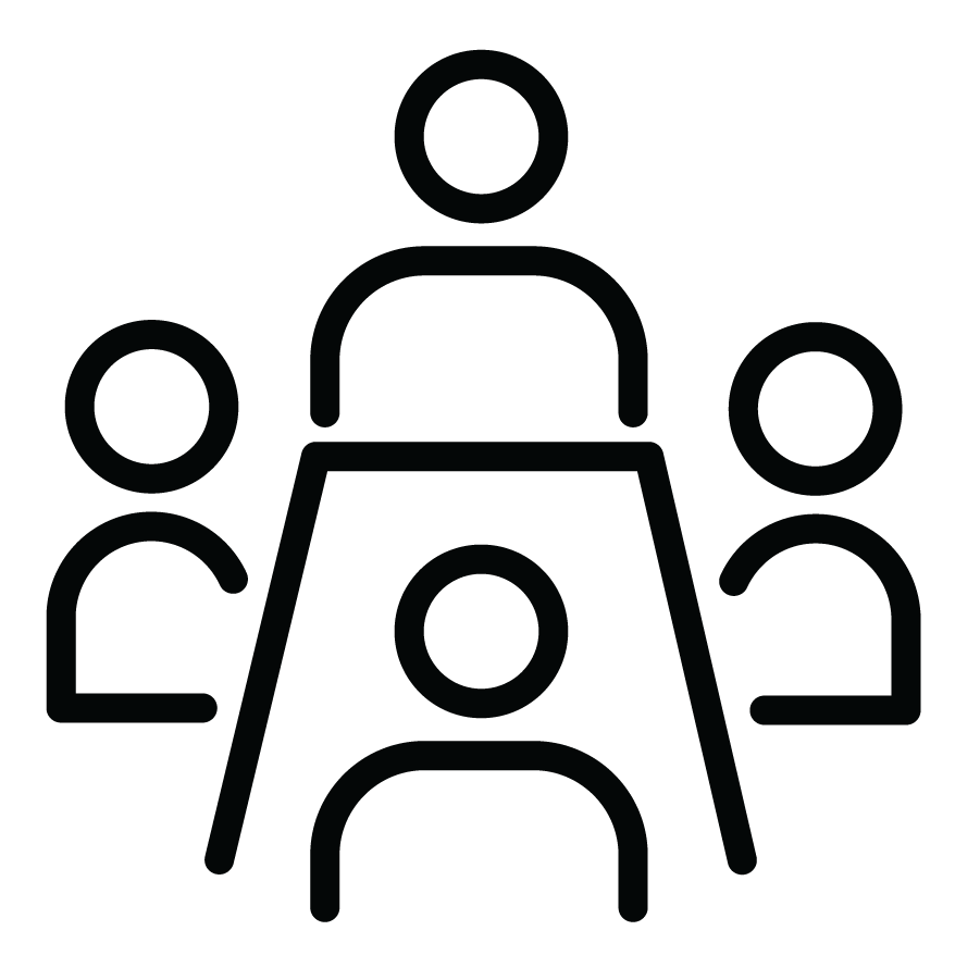 Icon of people seated around a table