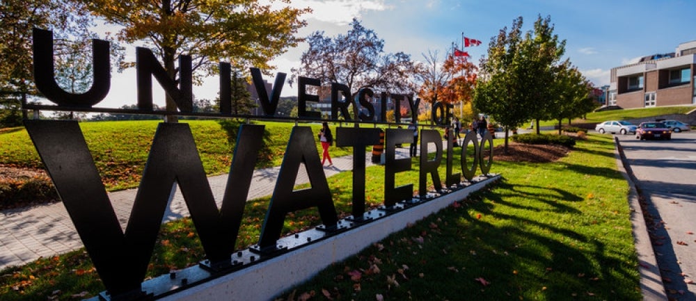 University of Waterloo sign at university entrance