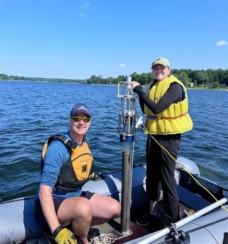 Meredith and Roland collecting samples