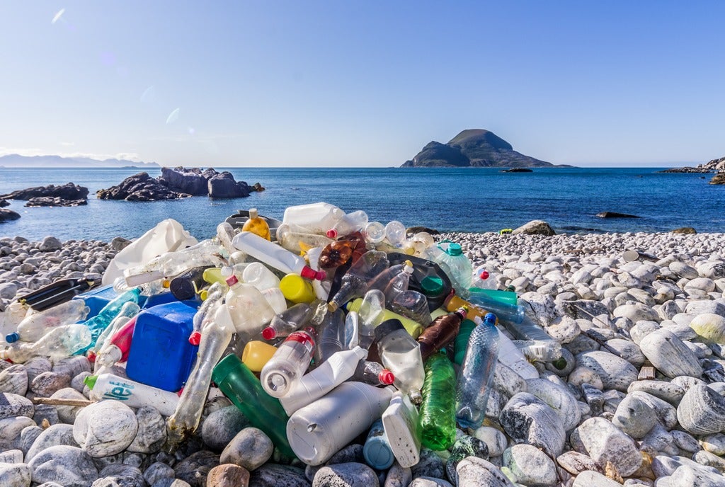 plastic on a beach