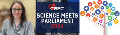 Laura Hug and the Science Meets Parliament logo