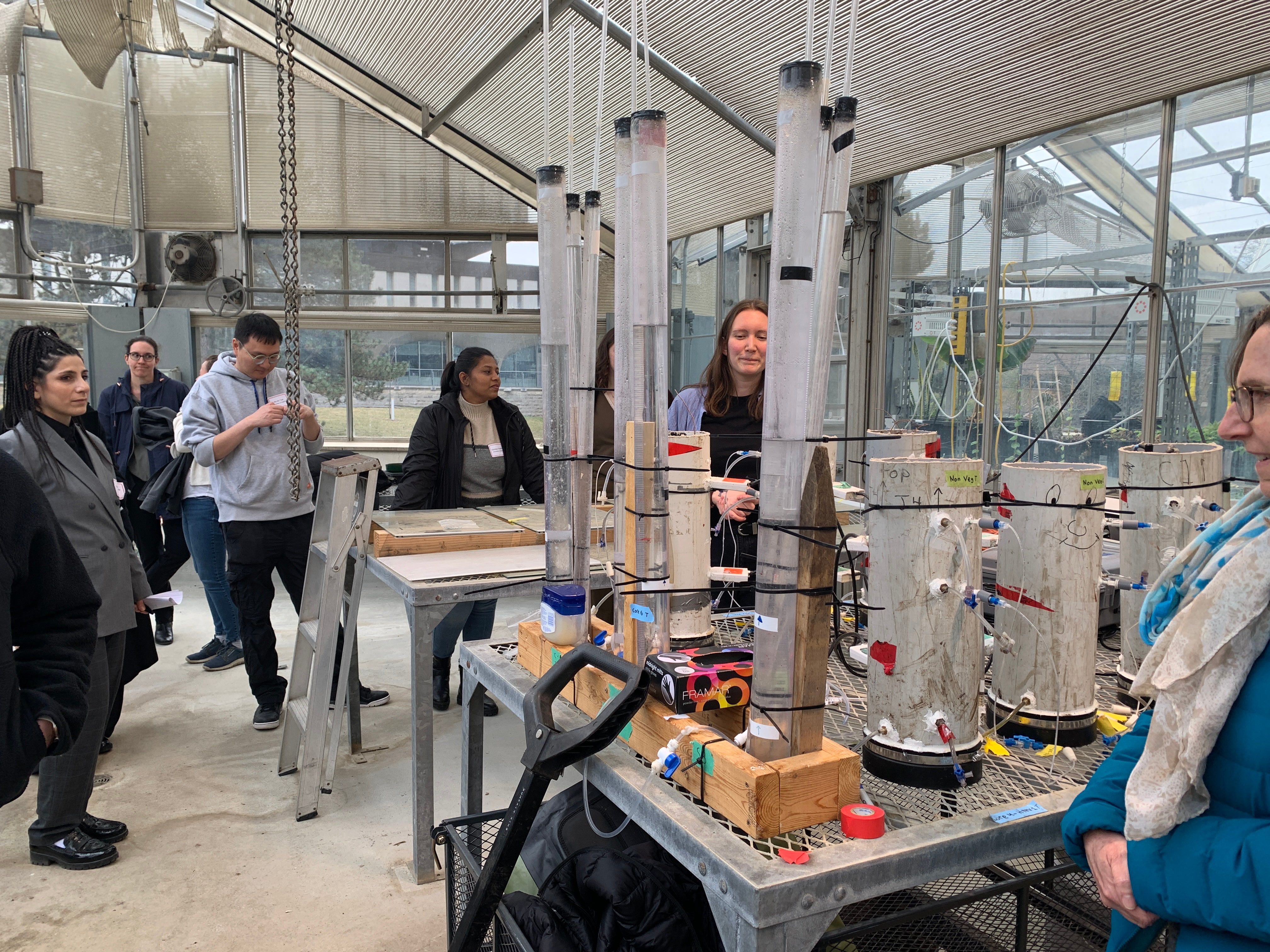 Methane flux gas chamber experiments in the campus greenhouse.