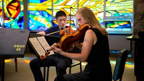 instrumental chamber ensemble with two students playing violin
