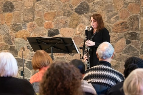 Kathryn Ladano noon hour concert performing bass clarinet