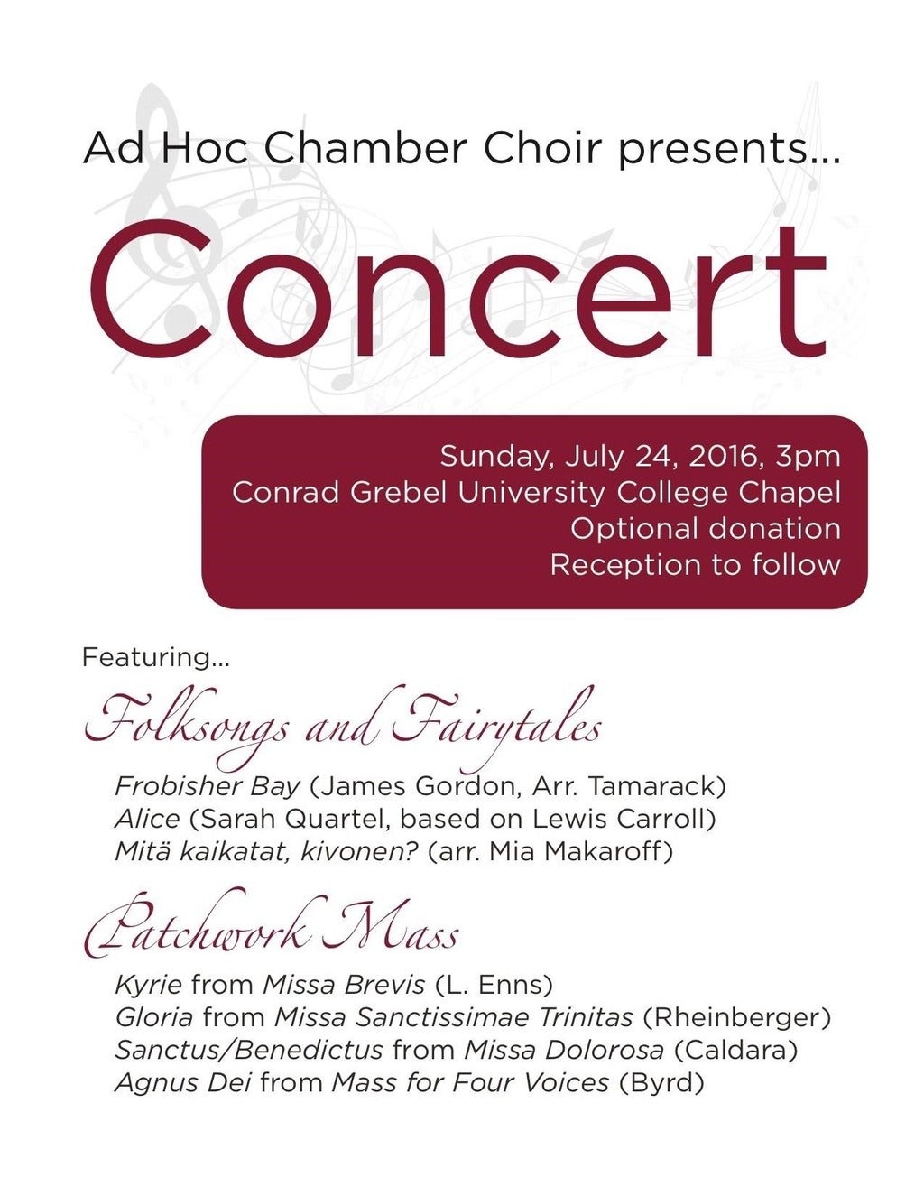 Ad Hoc Chamber Choir poster