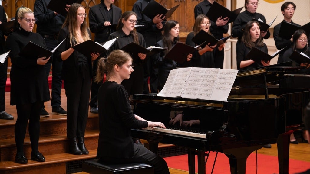 Nicole Simon at piano for UW choir concert