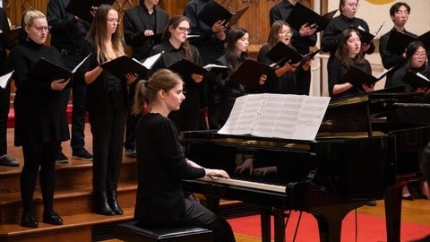 Nicole Simon at piano for UW choir concert
