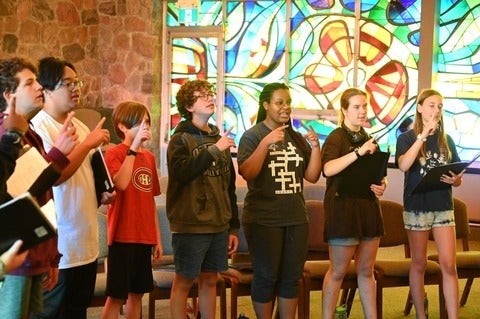 OMMC Campers during musical rehearsal