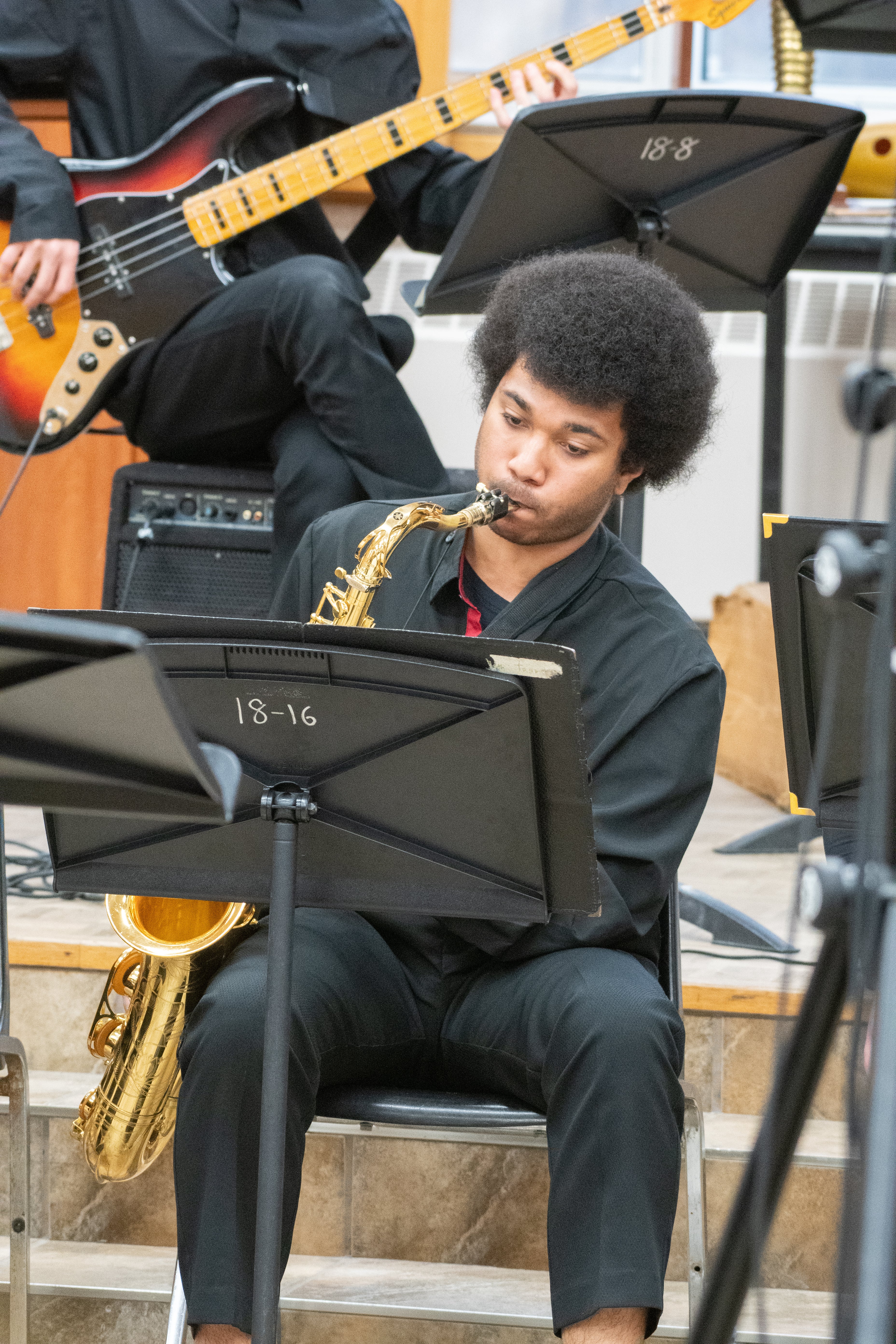 Saxophonist playing a jazz concert 