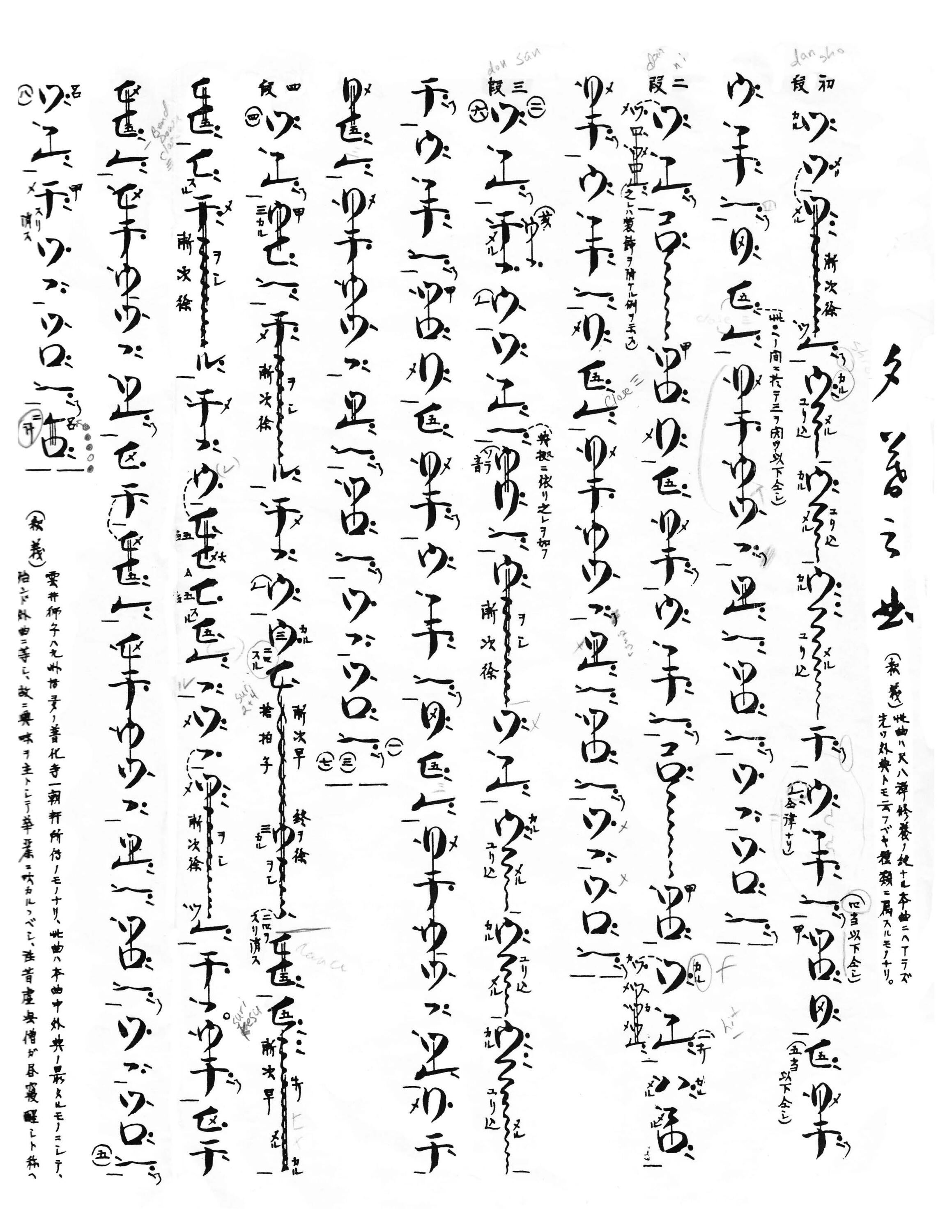 Shakuhachi notation