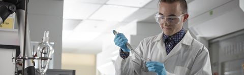 Nanotechnology student working in lab