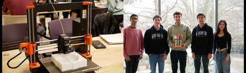 A 3D printer and Grace Jin, Owen Gibbs, Akshat Regani, Martin Bissonnette, and Sean Yuen 