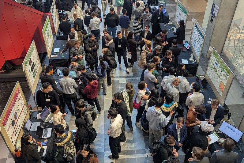 a hallway with lots of people