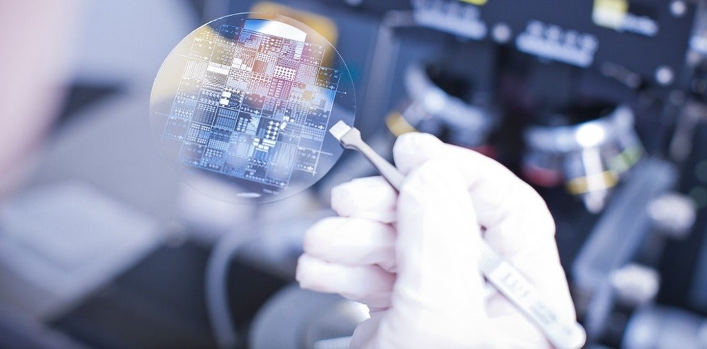 A wafer with nanochips on it