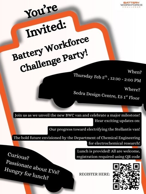 black cars on a white an orange invite 