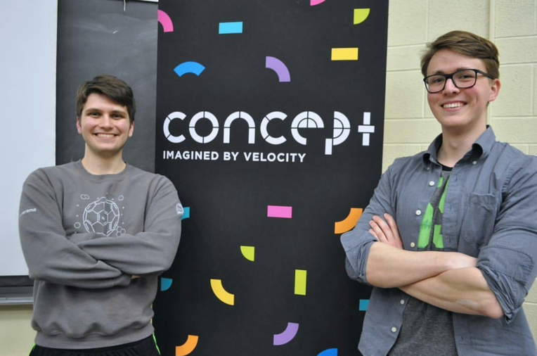 Luke Wiersma and Daniel Stranart, representing team SMRT Coat, at the Winter 2020 Concept $5k Pitch Competition. 