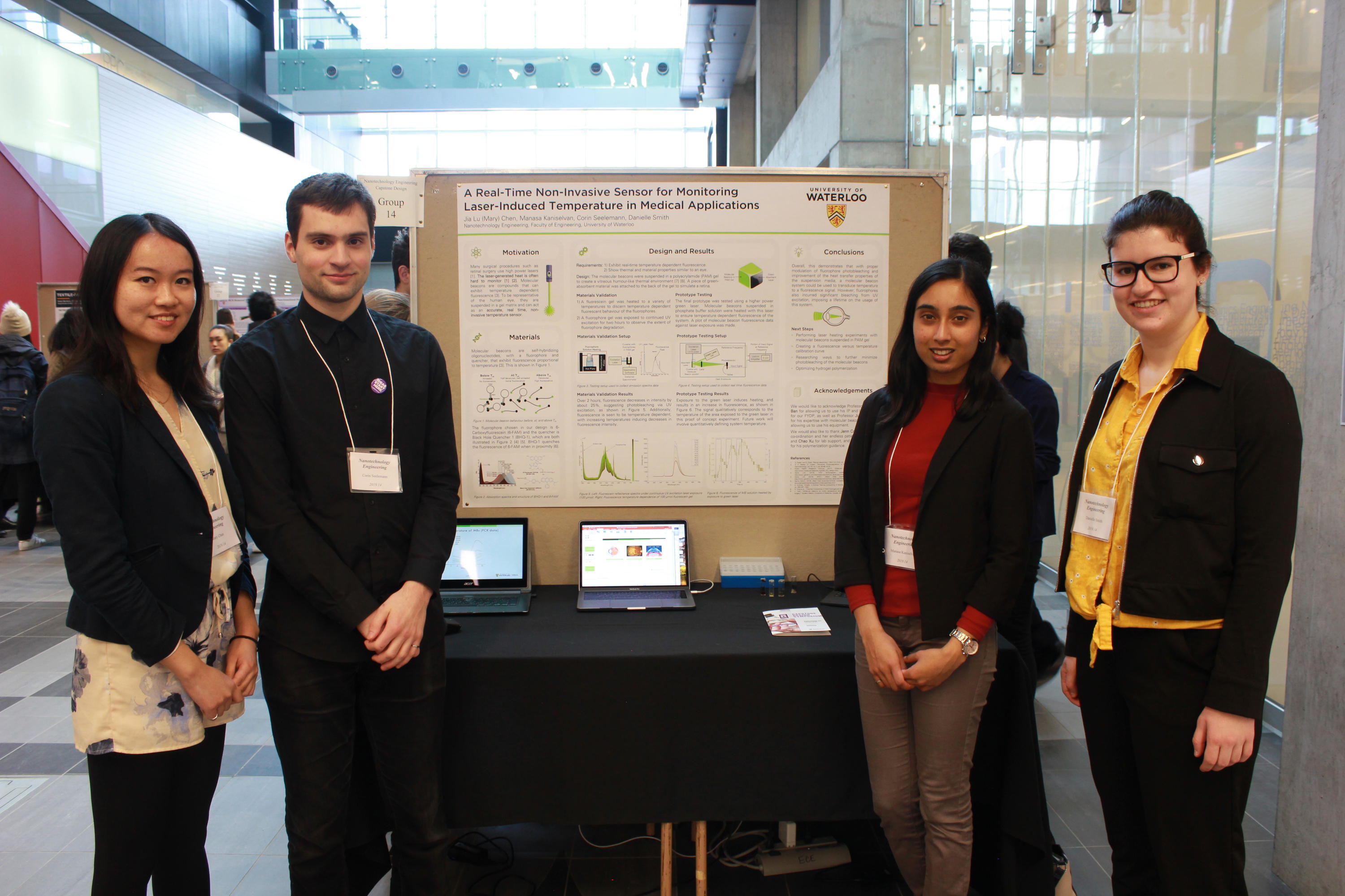 Team 14 students with their project poster at the 2019 Capstone Design Symposium.