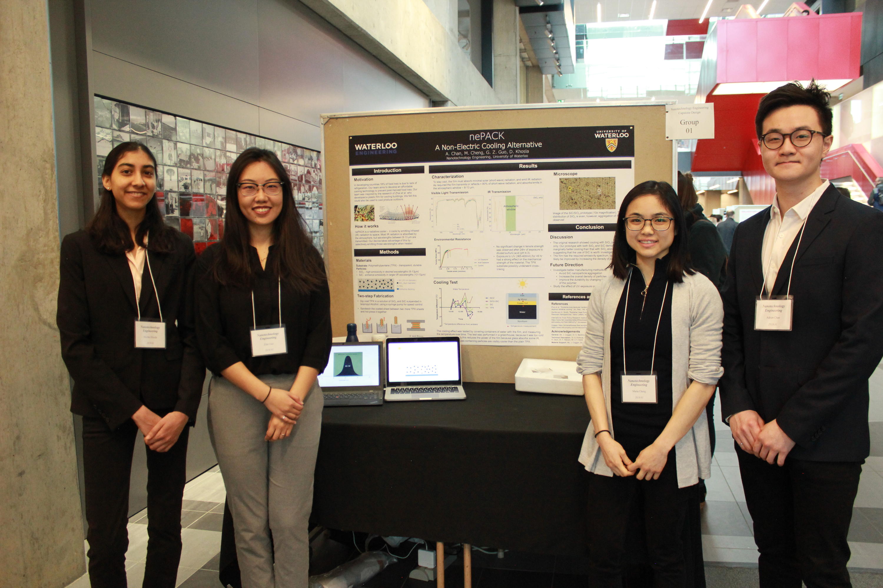 Team 1 students with their project poster at the 2019 Capstone Design Symposium.