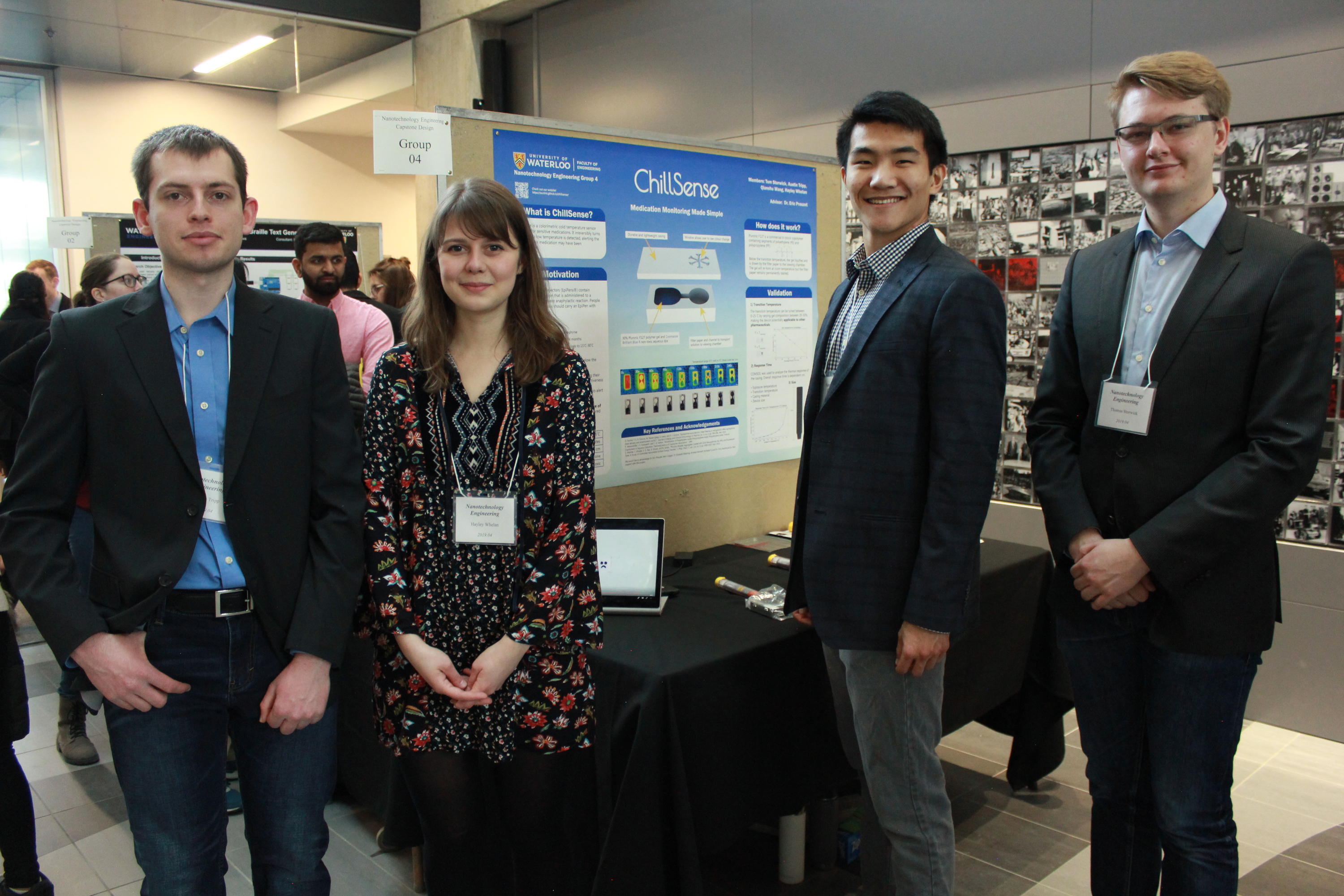 Team 4 students with their project poster at the 2019 Capstone Design Symposium.