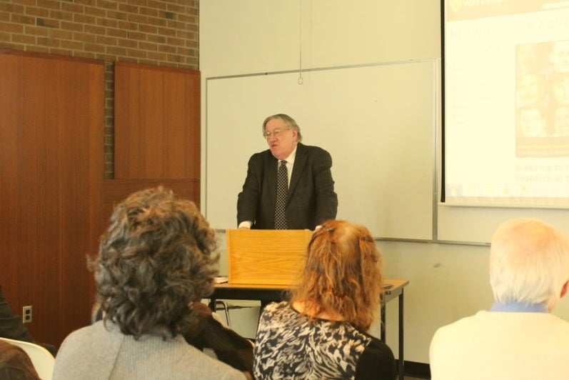 George Dixon, Vice-President of University Research, speaking at the event.
