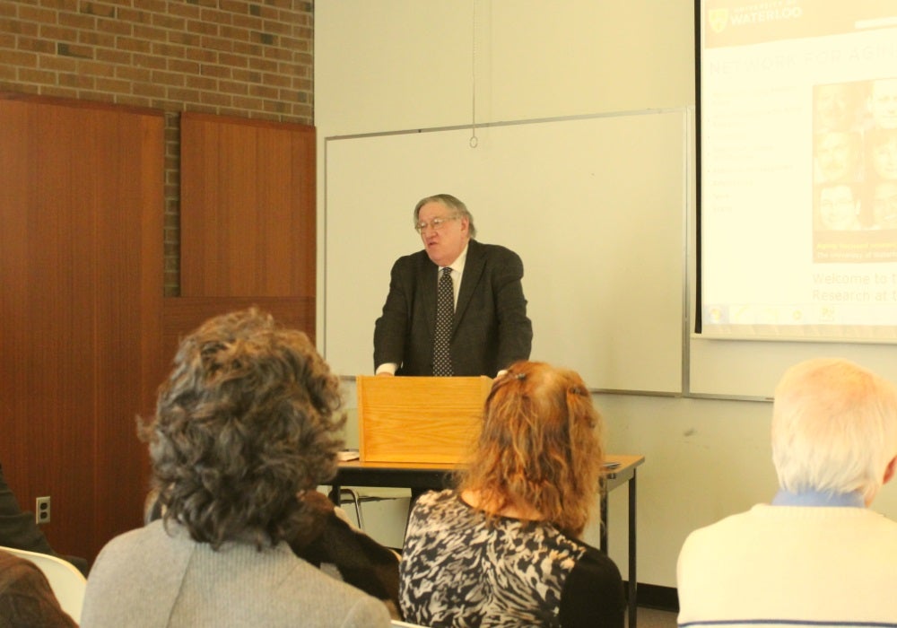 George Dixon, Vice-President of University Research, speaking at the event.